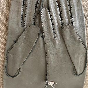 New vintage Long Sage Color Leather Gloves Women's Sz L- 9.5